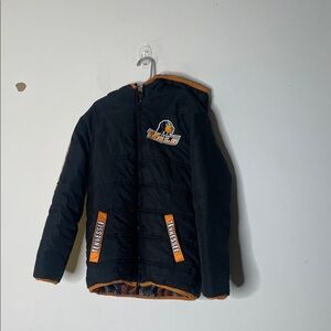 Peak Performance Kids Puffer Jacket - Black with Orange Accents